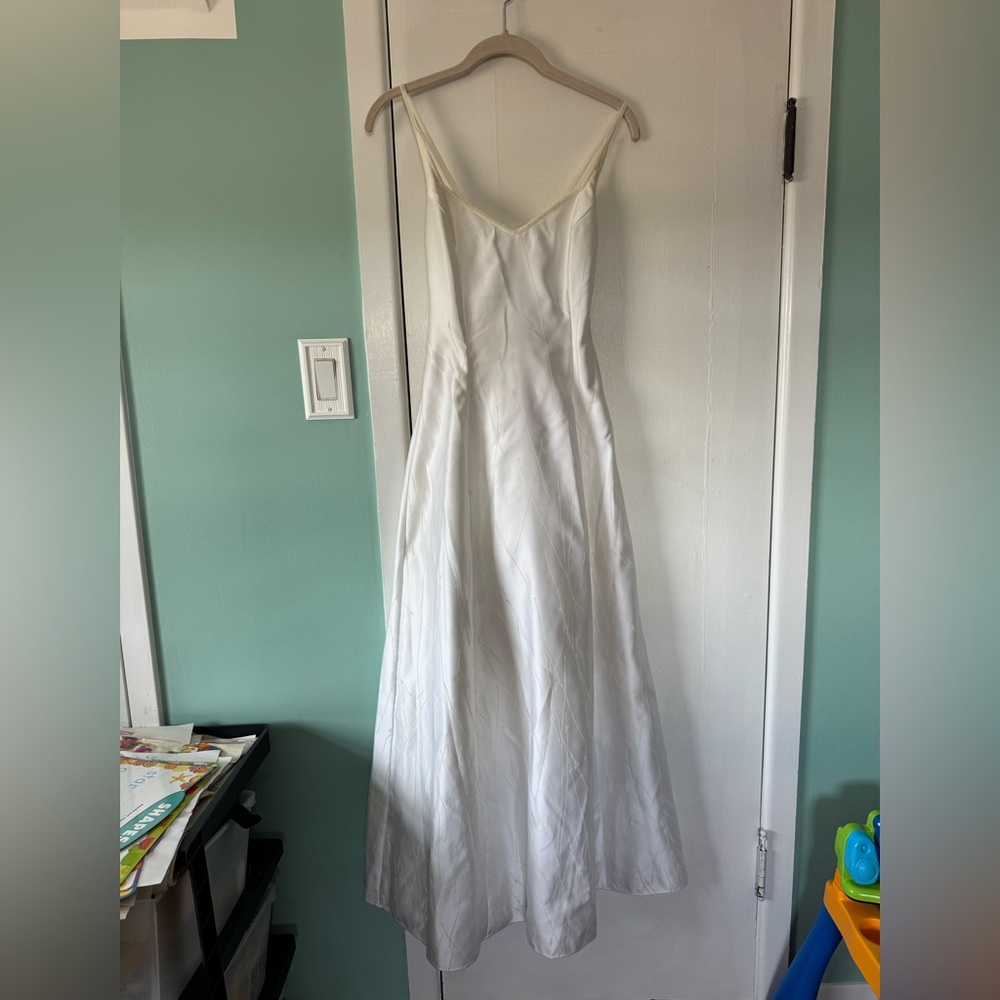 Adrianna Papell Evening tone on tone white cream prom gown vintage 90s
